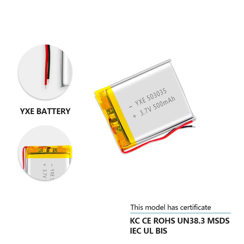 3.7 V Li-ion Battery 503035-500mah